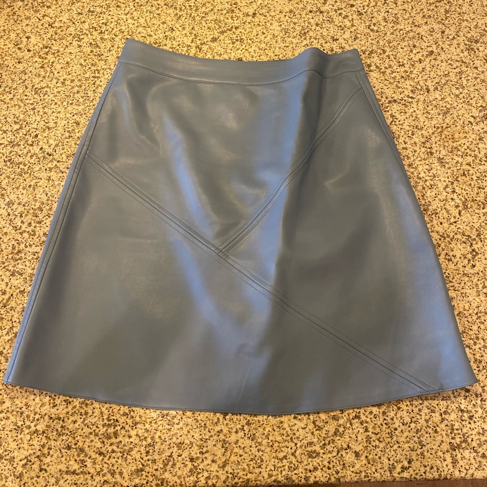 Baby blue faux leather skirt